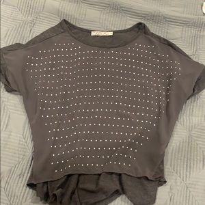 Chloe K super cute grey blouse/ mesh